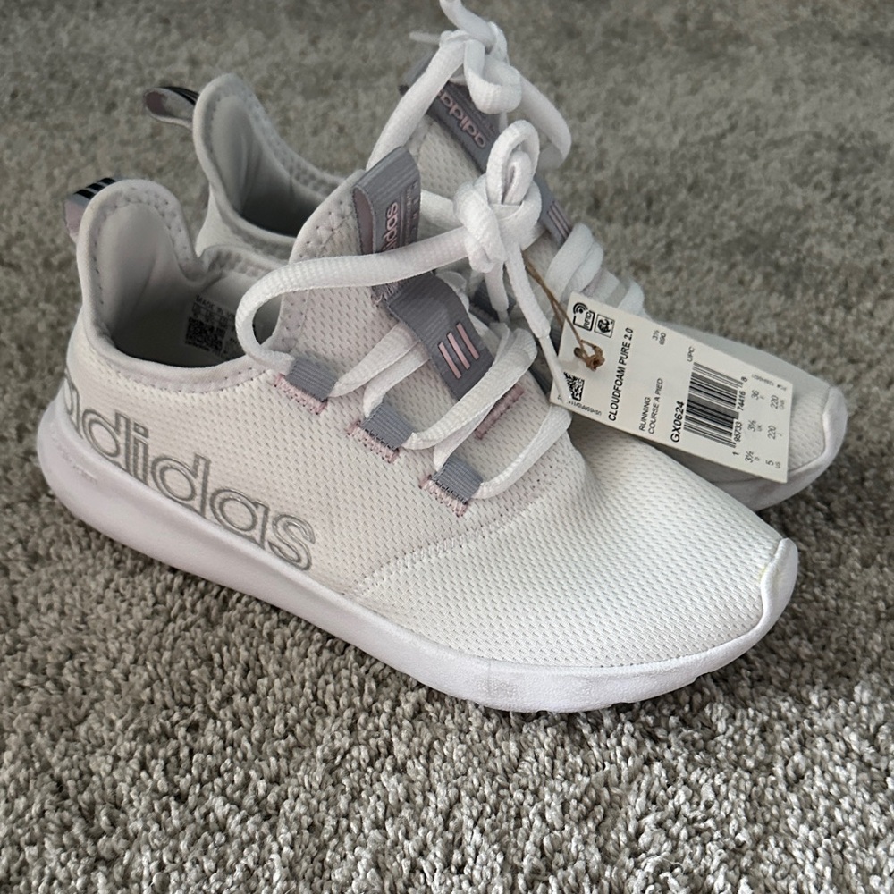 Adidas Kids White and Gray Sneakers